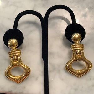 Estate - Large 14K doorknocker earrings.